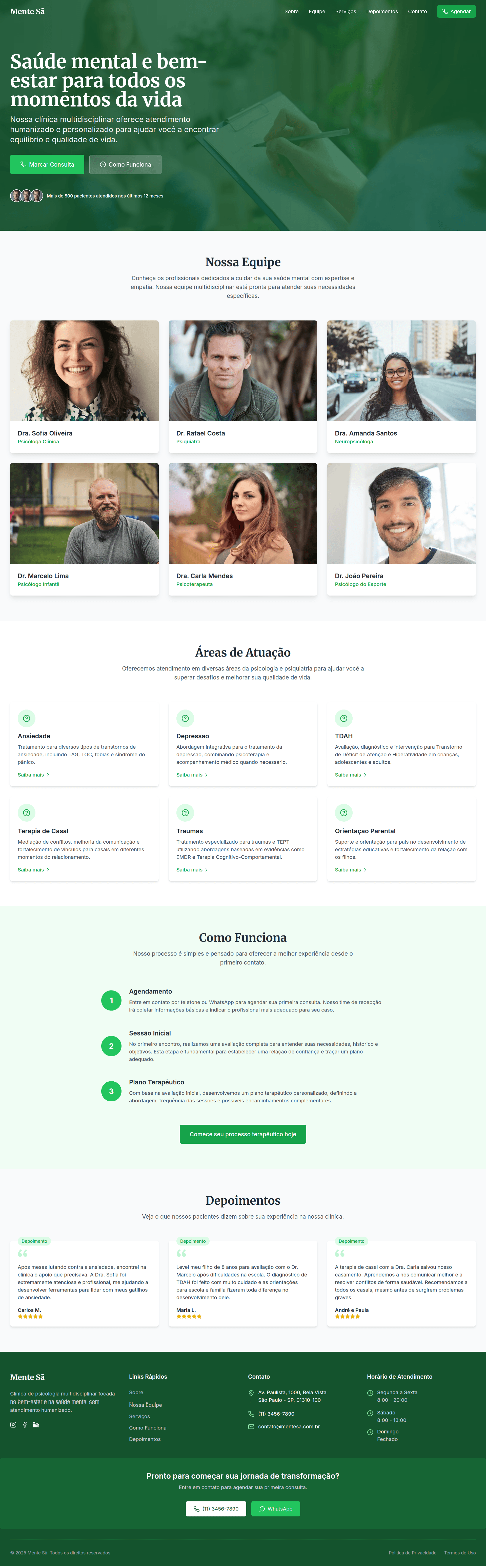 Screenshot of Mente Sã project