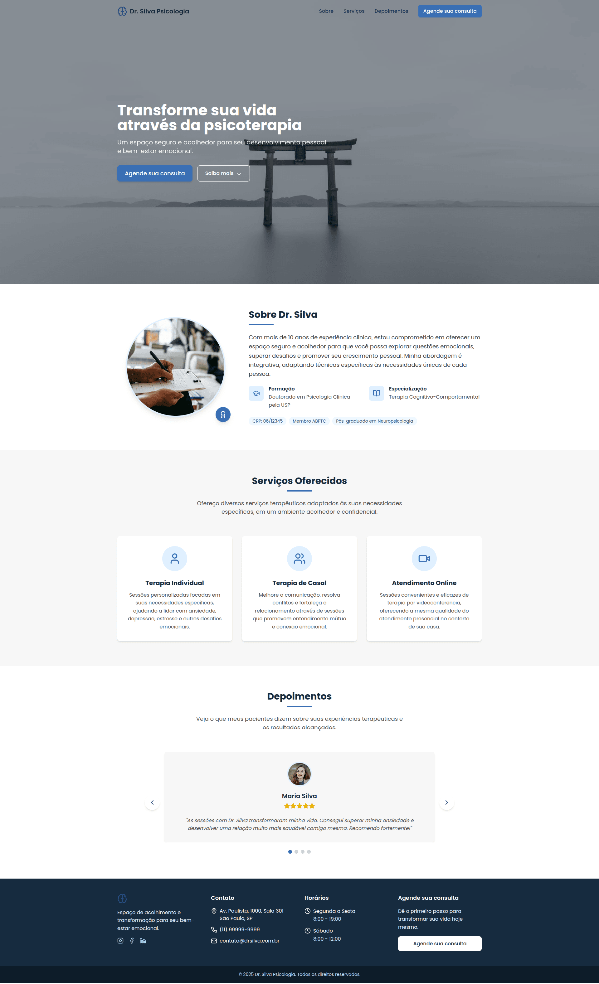 Screenshot of Psicologa Silva project